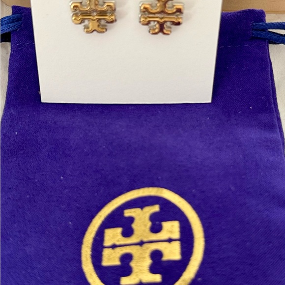 Tory Burch Gold and Silver Stud Earrings with pouch - Picture 2 of 3